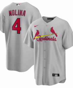 Yadier Molina 4 St. Louis Cardinals Road Men Jersey - Gray