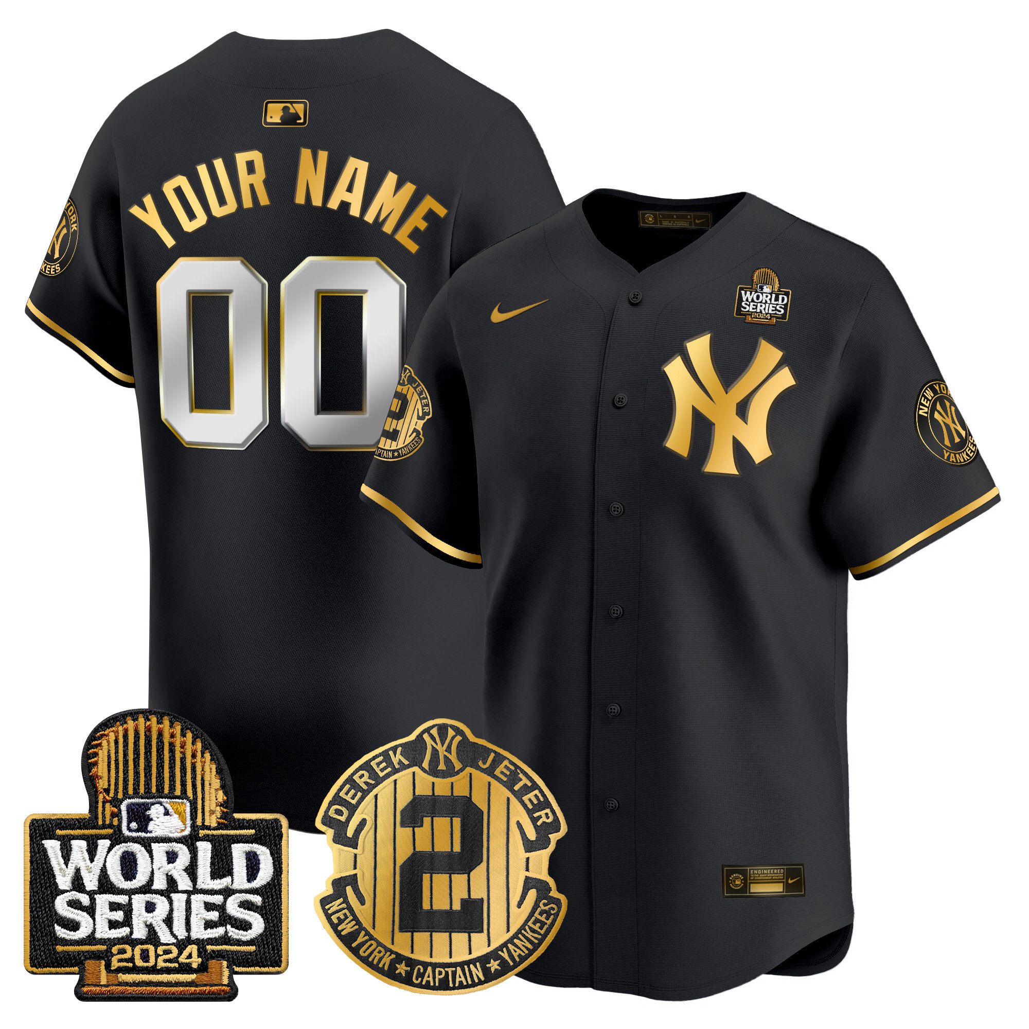 Yankees Derek Jeter Patch 2024 World Series Vapor Premier Limited Custom Jersey