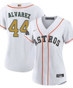 Yordan Alvarez 44 Houston Astros 2023 Gold Collection Women Jersey - White/Gold