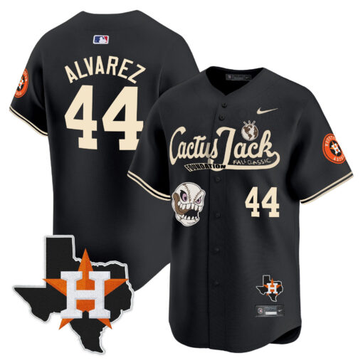 Yordan Alvarez 44 Houston Astros Cactus Jack Foundation Fall Classic Black Limited Jersey - Men