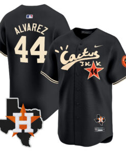 Yordan Alvarez 44 Houston Astros Cactus Jack Houston Patch Limited Jersey - Men, Black 