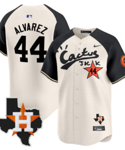 Yordan Alvarez 44 Houston Astros Cactus Jack Houston Patch Limited Jersey - Men, Cream Alternate 