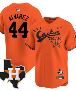 Yordan Alvarez 44 Houston Astros Cactus Jack Houston Patch Orange Limited Jersey - Men