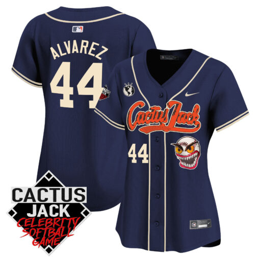 Yordan Ãlvarez 44 Houston Astros Cactus Jack Celebrity Softball Game Patch Women Jersey - Navy