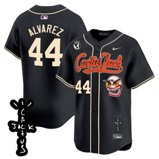 Yordan Ãlvarez 44 Houston Astros Cactus Jack Patch V2 Men Jersey - Black