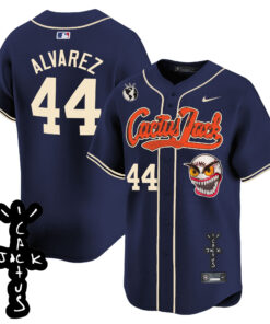 Yordan Ãlvarez 44 Houston Astros Cactus Jack Patch V2 Men Jersey - Navy