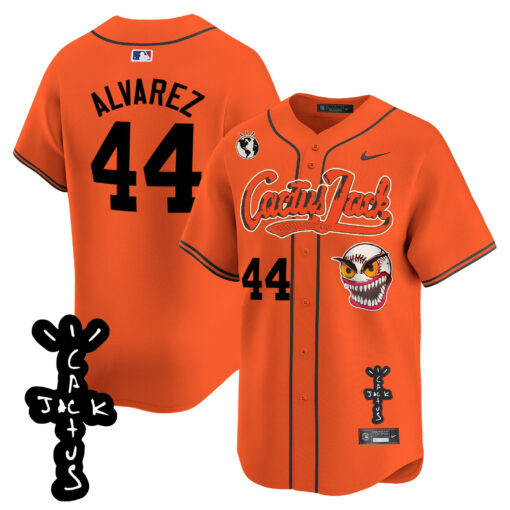Yordan Ãlvarez 44 Houston Astros Cactus Jack Patch V2 Men Jersey - Orange