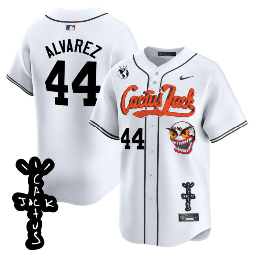 Yordan Ãlvarez 44 Houston Astros Cactus Jack Patch V2 Men Jersey - White