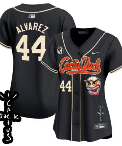 Yordan Ãlvarez 44 Houston Astros Cactus Jack Patch V2 Women Jersey - Black