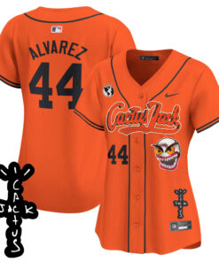 Yordan Ãlvarez 44 Houston Astros Cactus Jack Patch V2 Women Jersey - Orange