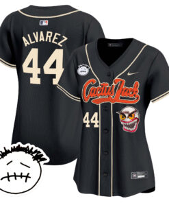 Yordan Ãlvarez 44 Houston Astros Cactus Jack Patch V3 Women Jersey - Black