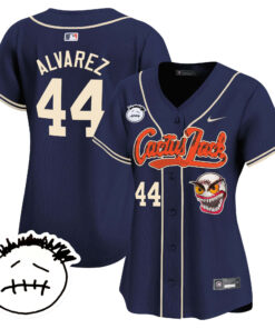 Yordan Ãlvarez 44 Houston Astros Cactus Jack Patch V3 Women Jersey - Navy