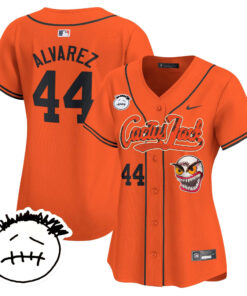 Yordan Ãlvarez 44 Houston Astros Cactus Jack Patch V3 Women Jersey - Orange