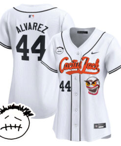 Yordan Ãlvarez 44 Houston Astros Cactus Jack Patch V3 Women Jersey - White