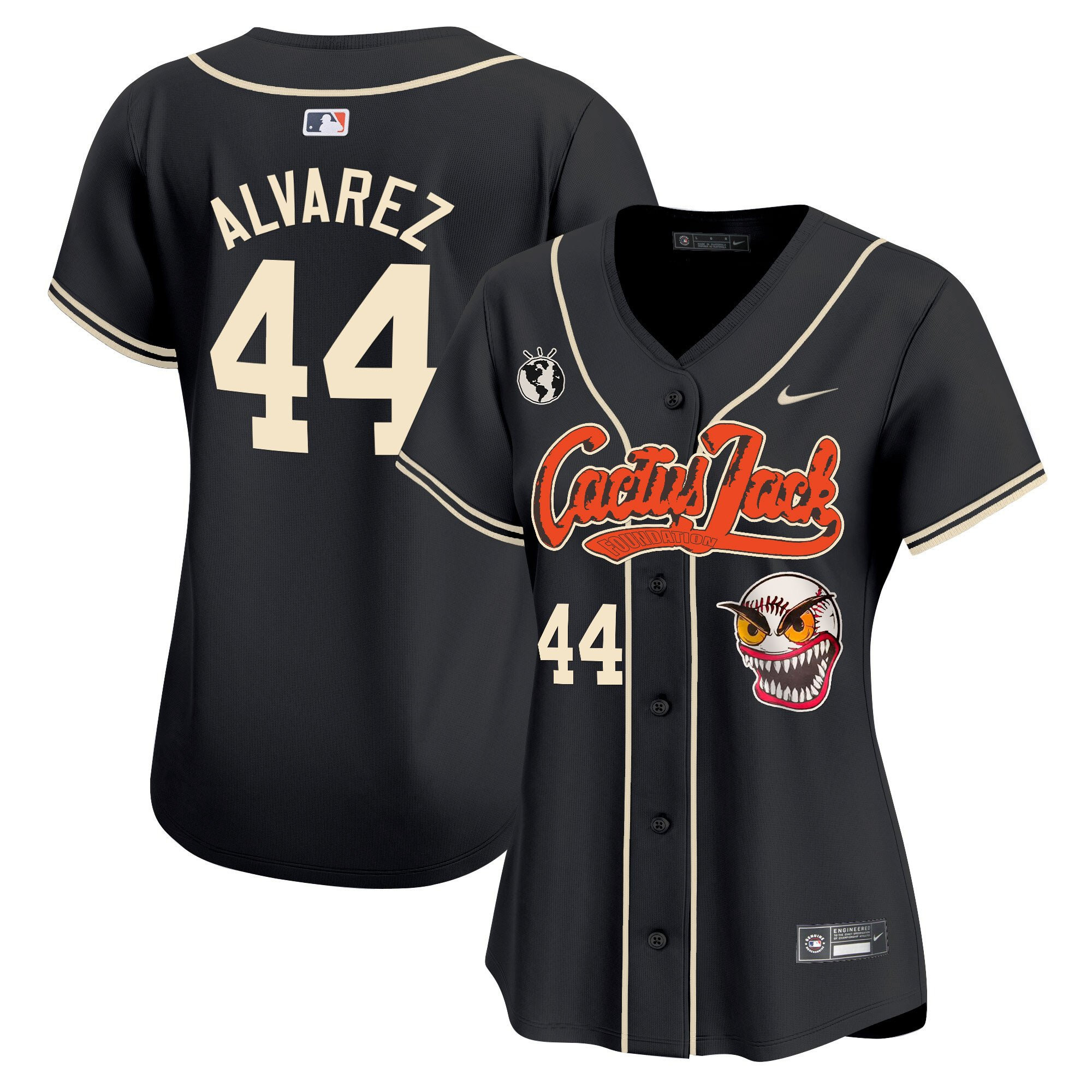 Yordan Ãlvarez 44 Houston Astros Cactus Jack Patch Women Jersey - Black