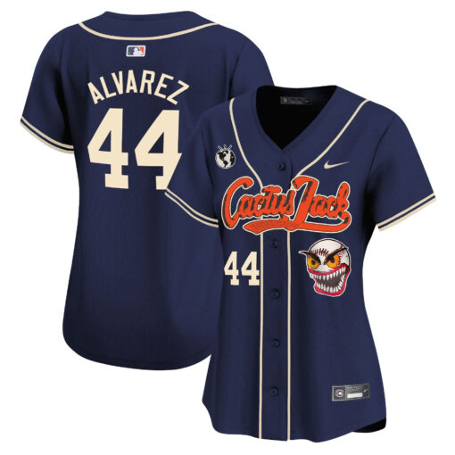 Yordan Ãlvarez 44 Houston Astros Cactus Jack Patch Women Jersey - Navy