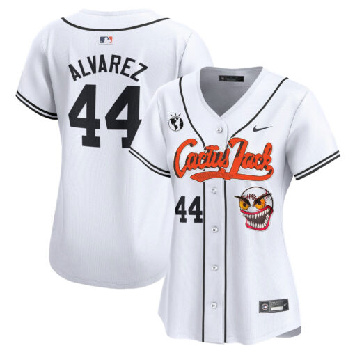 Yordan Ãlvarez 44 Houston Astros Cactus Jack Patch Women Jersey - White