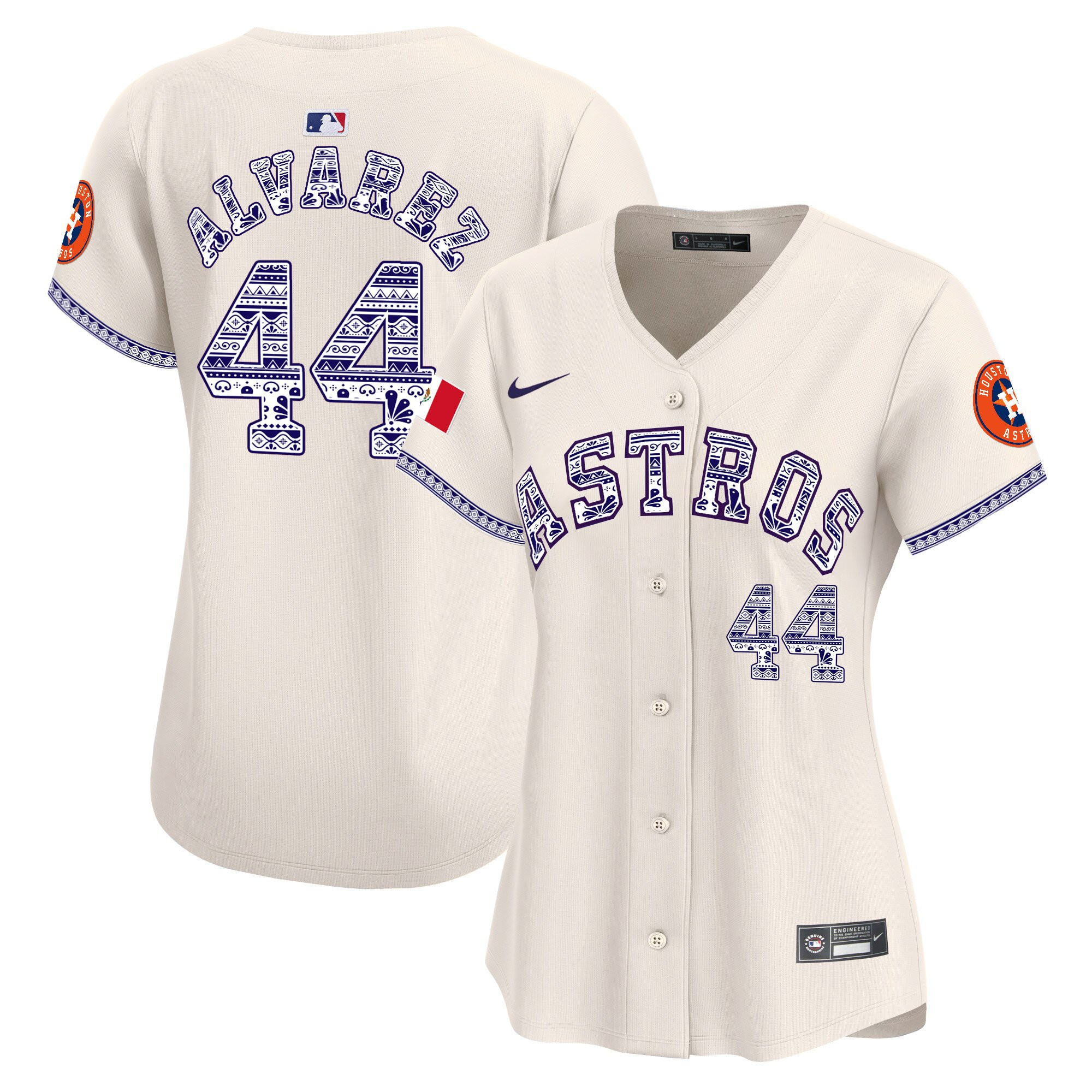 Yordan Ãlvarez 44 Houston Astros Mexico Women Jersey - Cream