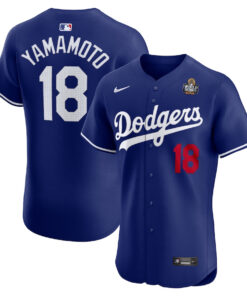 Yoshinobu Yamamoto 18 Los Angeles Dodgers 2024 World Series Alternate Elite Player Men Jersey - Royal