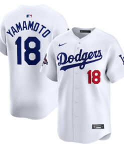 Yoshinobu Yamamoto 18 Los Angeles Dodgers 2024 World Series Champions Home Limited Player Men Jersey - White