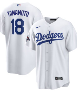 Yoshinobu Yamamoto 18 Los Angeles Dodgers 2024 World Series Champions Home Men Player Jersey - White