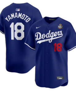 Yoshinobu Yamamoto 18 Los Angeles Dodgers 2024 World Series Home Limited Player Men Jersey - Royal