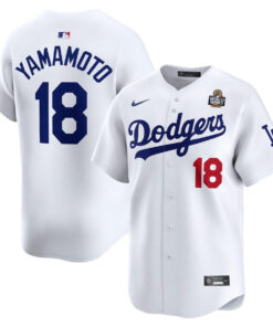 Yoshinobu Yamamoto 18 Los Angeles Dodgers 2024 World Series Home Limited Player Men Jersey - White
