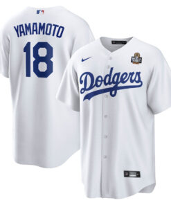 Yoshinobu Yamamoto 18 Los Angeles Dodgers 2024 World Series Home Player Men Jersey - White