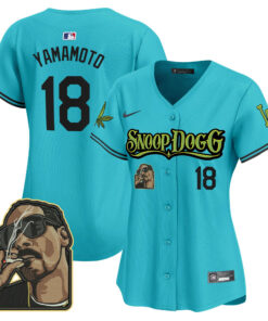 Yoshinobu Yamamoto 18 Los Angeles Dodgers Snoop Dogg Women Jersey - Aqua
