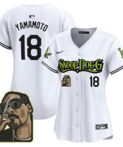 Yoshinobu Yamamoto 18 Los Angeles Dodgers Snoop Dogg Women Jersey - White