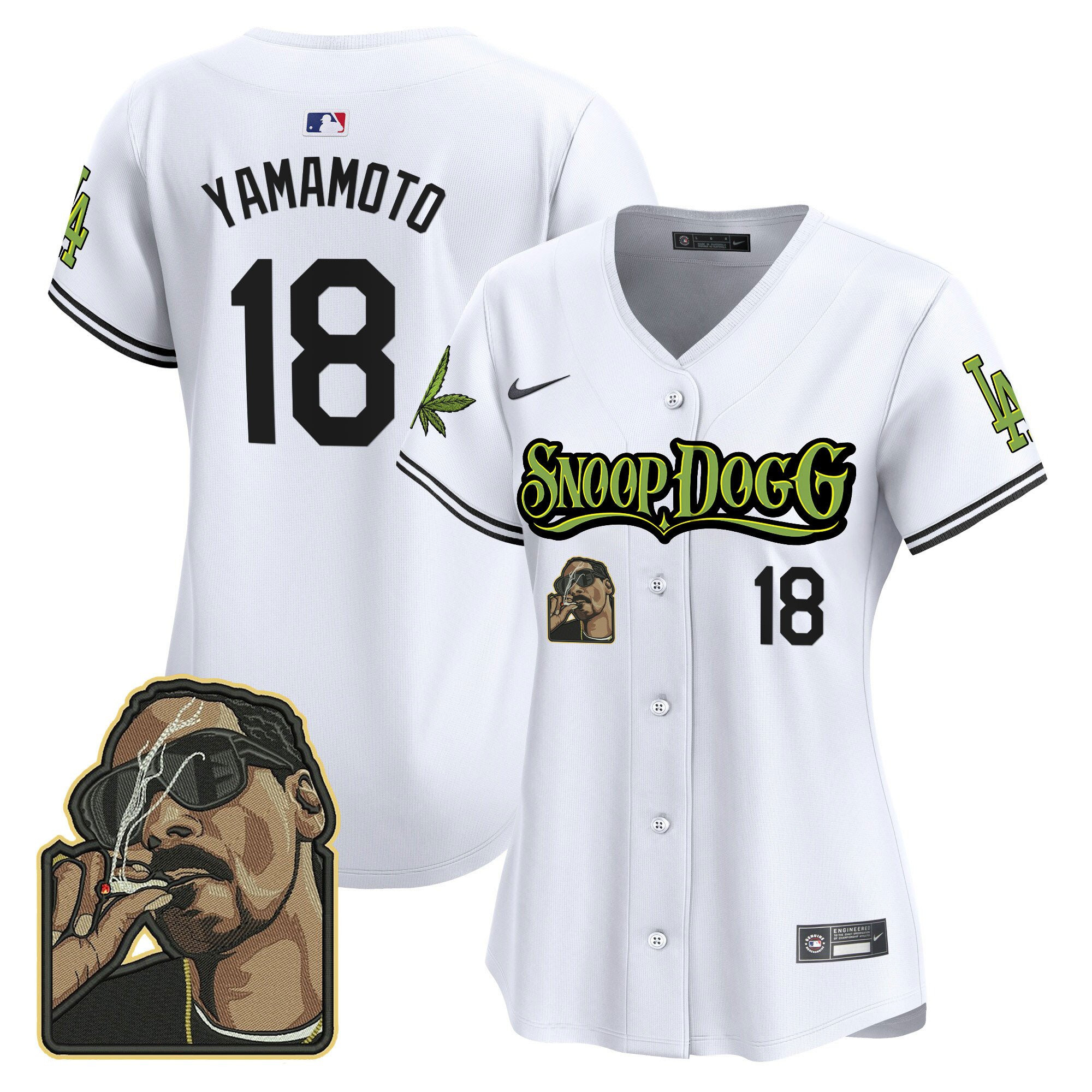 Yoshinobu Yamamoto 18 Los Angeles Dodgers Snoop Dogg Women Jersey - White