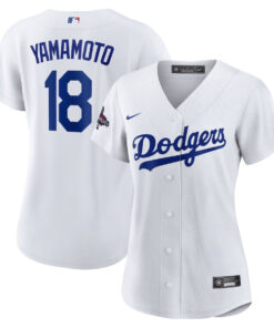 Yoshinobu Yamamoto 18 Los Angeles Dodgers Women's 2024 World Series Champions Home Player Jersey - White