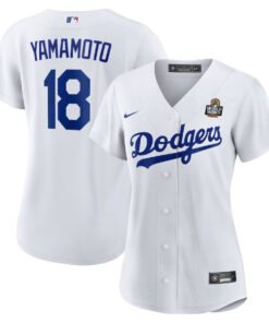 Yoshinobu Yamamoto 18 Los Angeles Dodgers Women's 2024 World Series Home Jersey - White