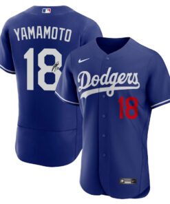 Yoshinobu Yamamoto 18 Signed Los Angeles Dodgers Alternate ELITE Men Jersey - Royal