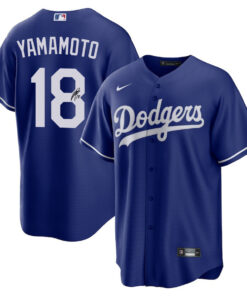 Yoshinobu Yamamoto 18 Signed Los Angeles Dodgers Alternate Men Jersey - Royal