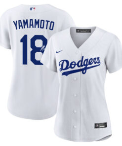 Yoshinobu Yamamoto 18 Signed Los Angeles Dodgers Home Women Jersey - White