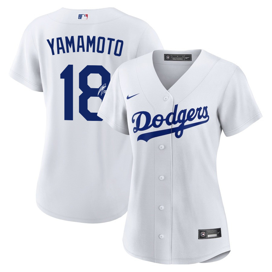 Yoshinobu Yamamoto 18 Signed Los Angeles Dodgers Home Women Jersey - White