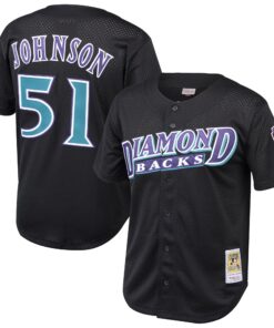 Youth Arizona Diamondbacks Randy Johnson Mitchell & Ness Black Cooperstown Collection Mesh Batting Practice Jersey