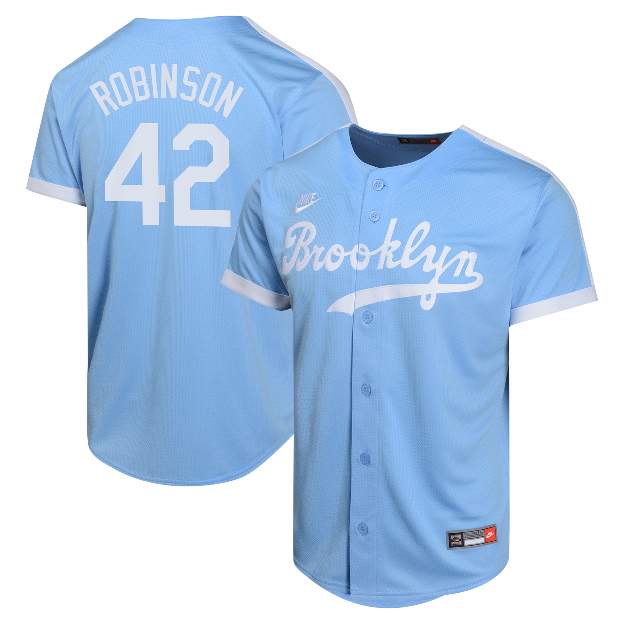 Youth Brooklyn Dodgers Jackie Robinson Light Blue Cooperstown Collection Limited Player Jersey