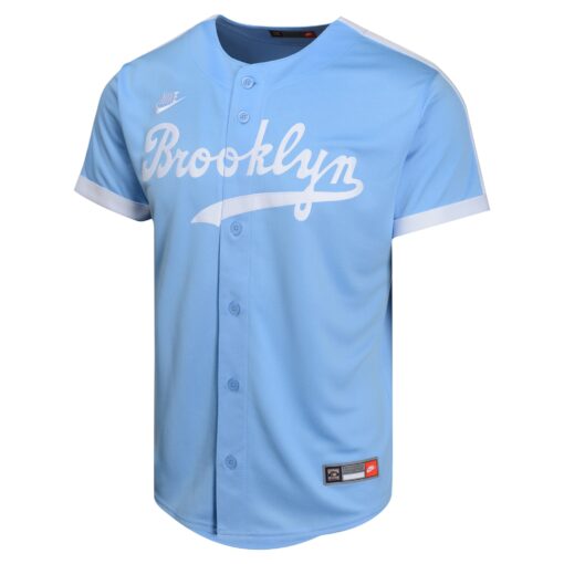 Youth Brooklyn Dodgers Jackie Robinson Light Blue Cooperstown Collection Limited Player Jersey - Image 2