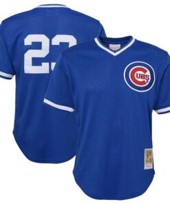 Youth Chicago Cubs Ryne Sandberg Mitchell & Ness Royal Cooperstown Collection Mesh Batting Practice Jersey