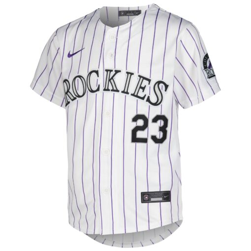 Youth Colorado Rockies Kris Bryant White Home Limited Player Jersey - Image 2