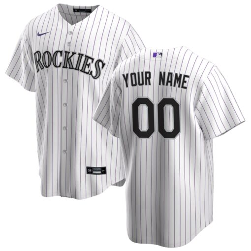 Youth Colorado Rockies White Home Custom Jersey