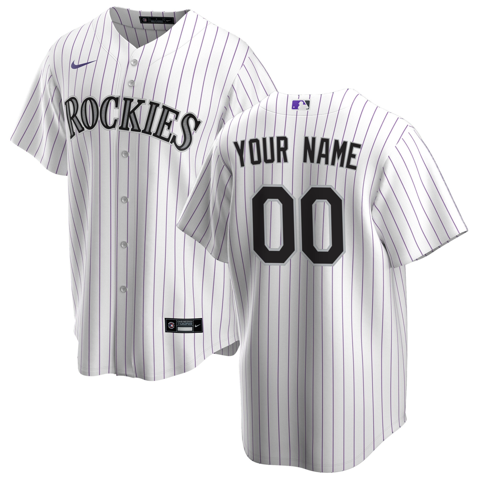 Youth Colorado Rockies White Home Custom Jersey