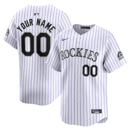 Youth Colorado Rockies White Home Limited Custom Jersey