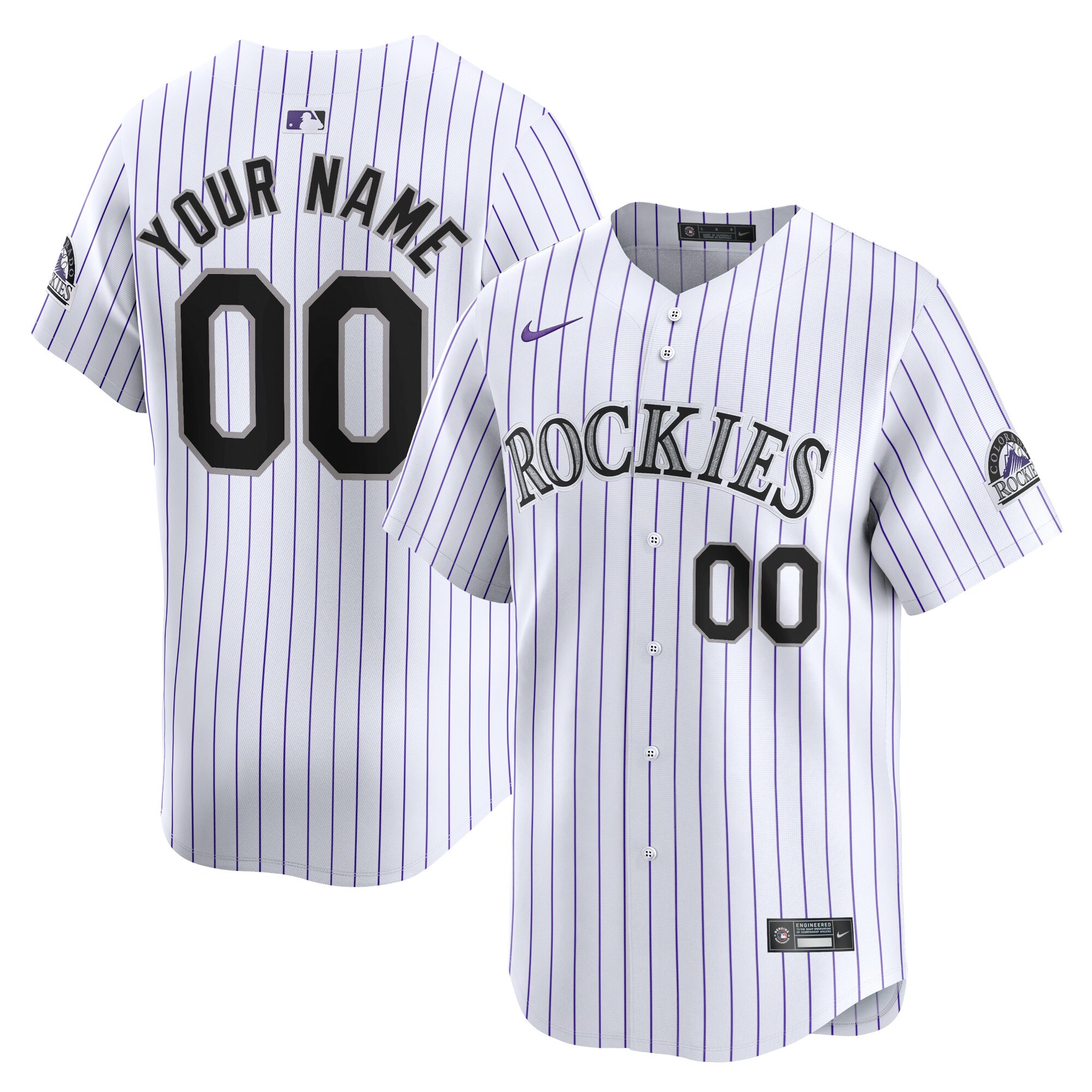 Youth Colorado Rockies White Home Limited Custom Jersey