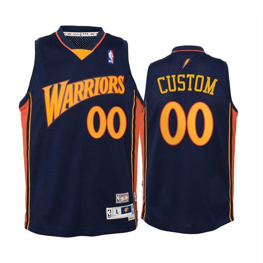 Youth Custom Golden State Warriors Hardwood Classics Jersey - Navy - JS763