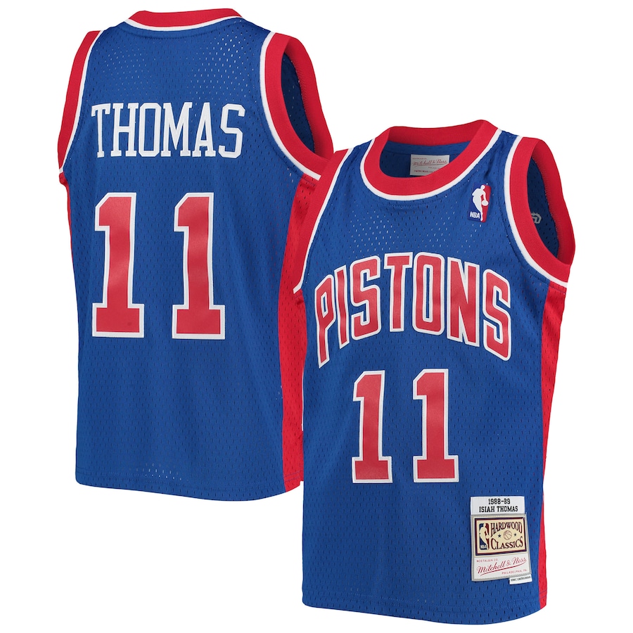 Youth Detroit Pistons Isaiah Thomas Mitchell & Ness Blue 1988-89 Hardwood Classics Swingman Jersey