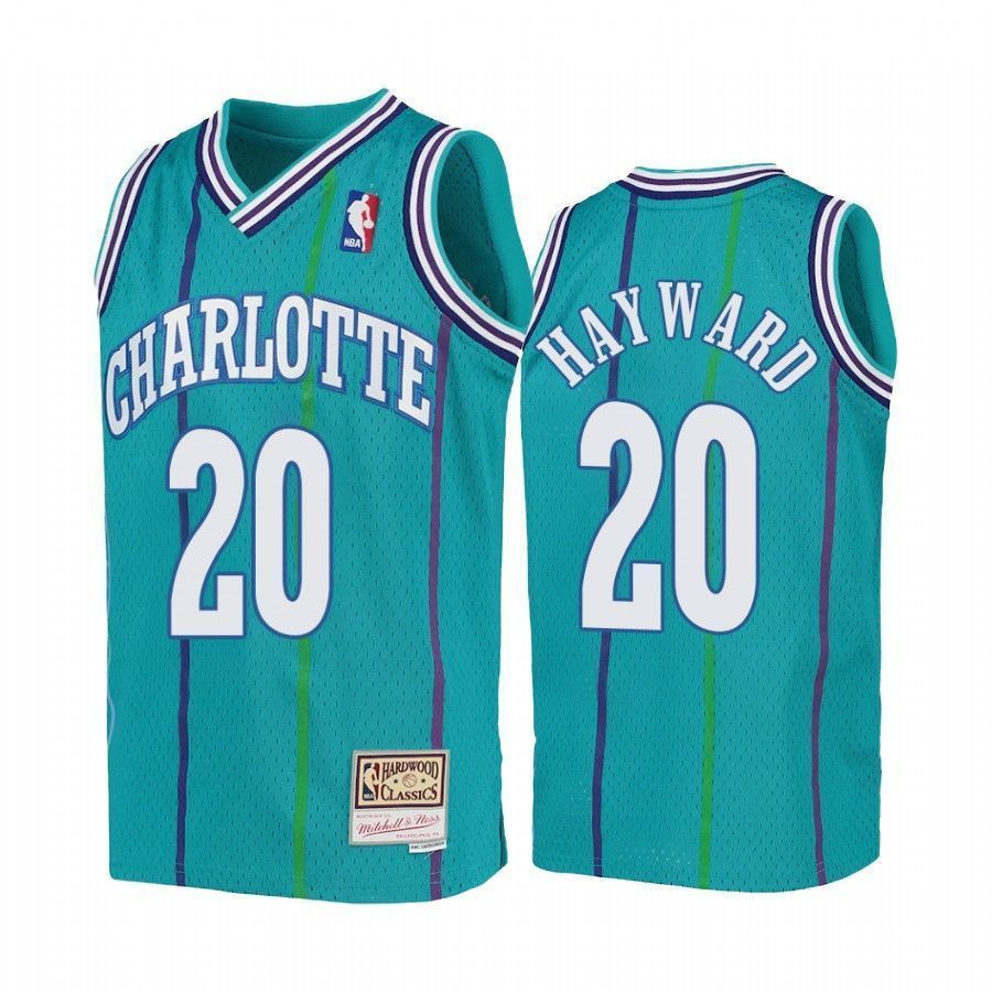 Youth Gordon Hayward Charlotte Hornets Teal Hardwood Classics Jersey - JS597