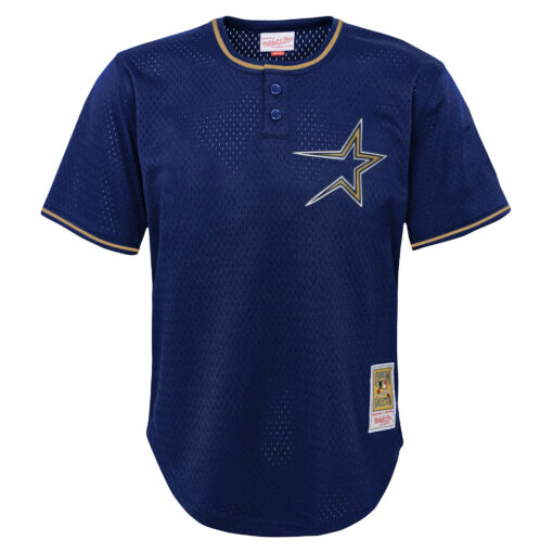 Youth Houston Astros Craig Biggio Mitchell & Ness Navy Cooperstown Collection Mesh Batting Practice Jersey - Image 2